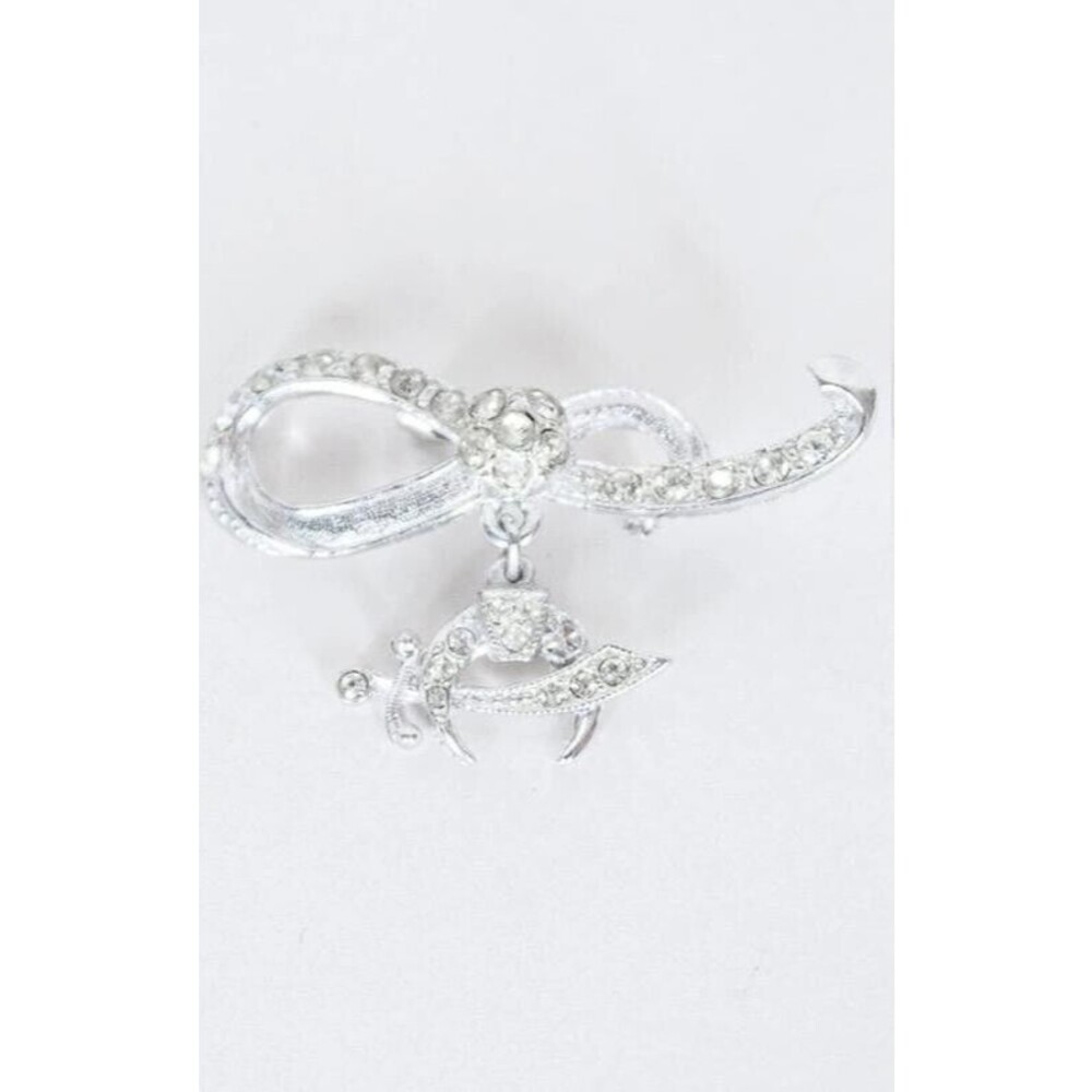 Vintage 1950s 50s ORA Shriners Crystal Crescent Moon Sword Bow Pin Brooch
